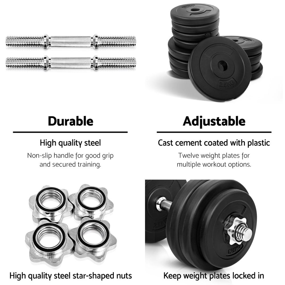 NNEDSZ 30kg Dumbbell Set Weight Plates Dumbbells Lifting Bench