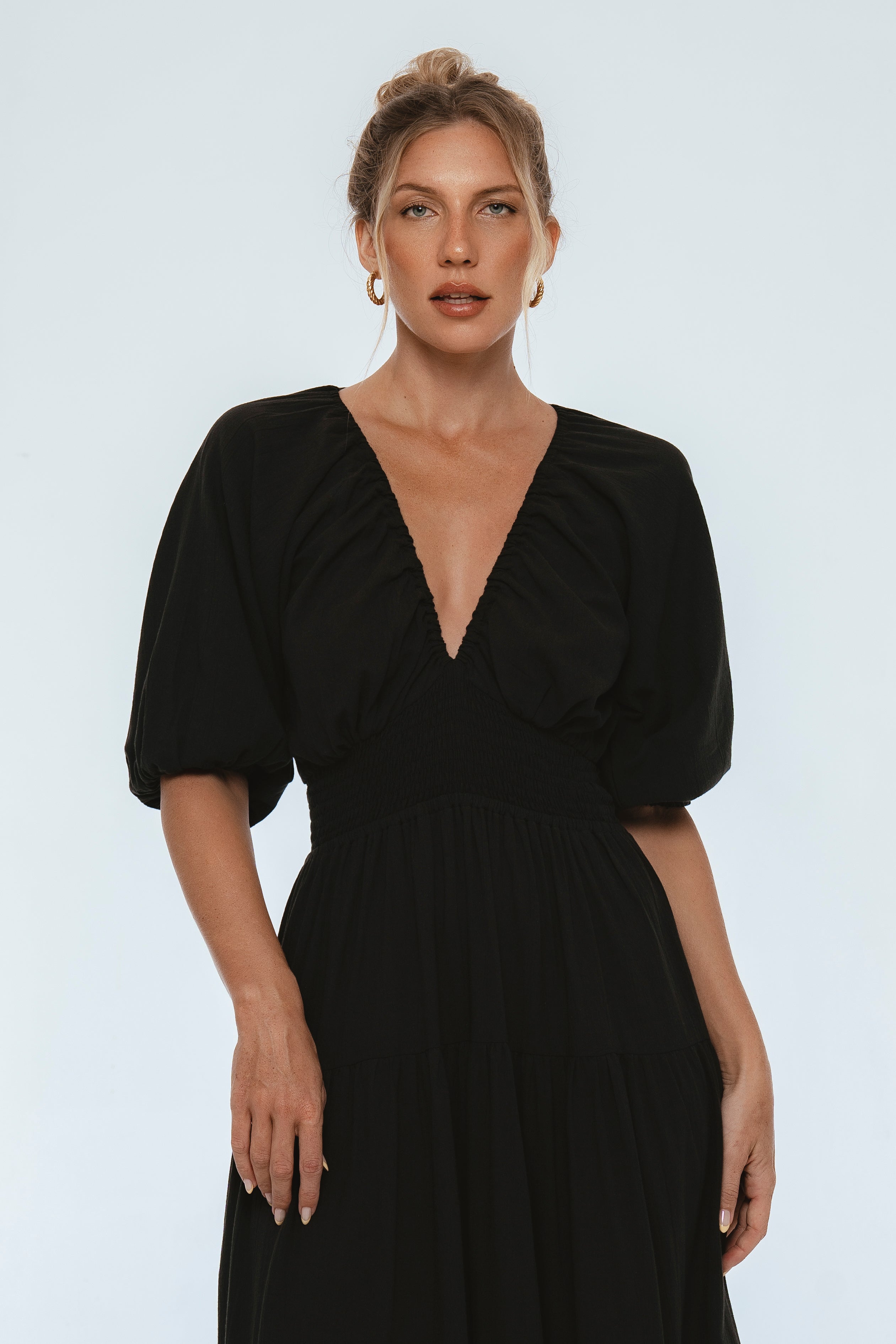 Lucienne Smocked Linen Maxi Dress