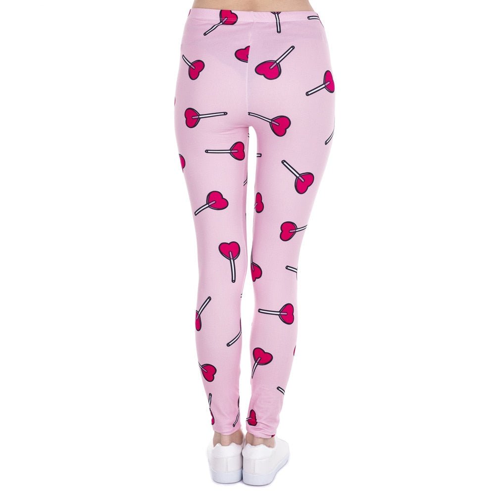 Brand Fashion Women Leggings Love Lollipop Printing Fitness Legging Sexy High Waist Legging For Woman Pants