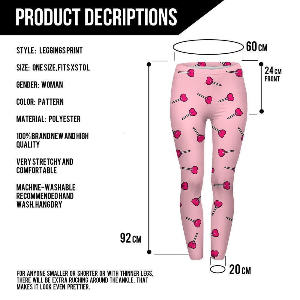 Brand Fashion Women Leggings Love Lollipop Printing Fitness Legging Sexy High Waist Legging For Woman Pants
