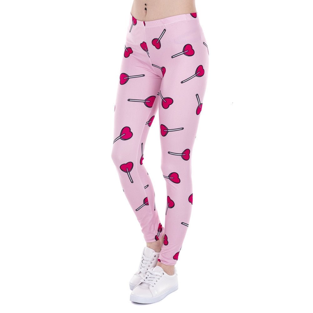 Brand Fashion Women Leggings Love Lollipop Printing Fitness Legging Sexy High Waist Legging For Woman Pants