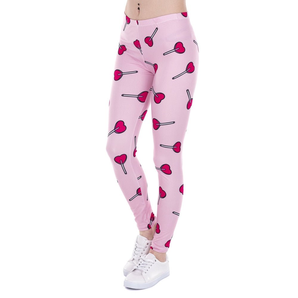 Brand Fashion Women Leggings Love Lollipop Printing Fitness Legging Sexy High Waist Legging For Woman Pants