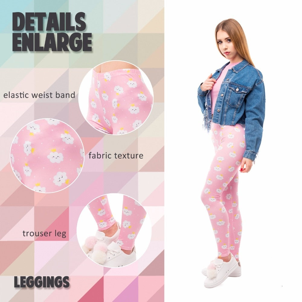 Women High Waist Legging Rincess Cloud Printing Fitness Leggings Fashion Elegant Woman Pants