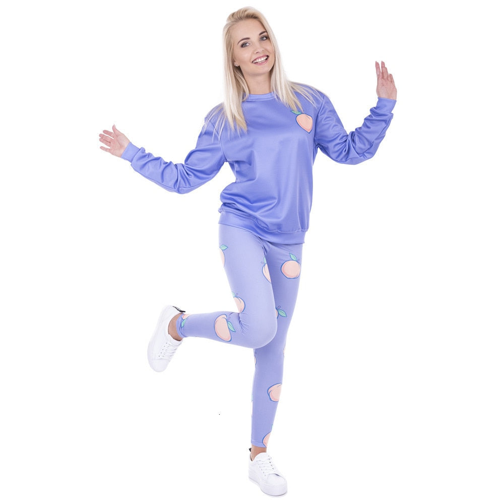 Women Leggings Peach Leggins Printed Purple Legging for Woman Pants Casual Legins Stretchy Trousers