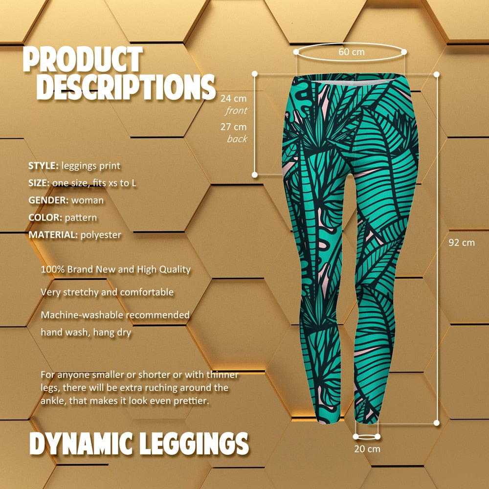 Leggins mujer Green Tropical Leaves Printing legging feminina leggins fitness Woman Pants workout leggings