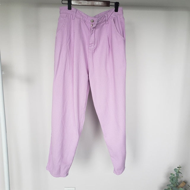 Women pants vintage denim pants casual streetwear fashion violet mom jeans