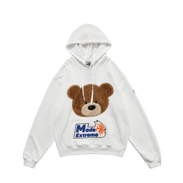 Kawaii Bear Hooded Sweatshirts Hoodies Men/women Harajuku Casual Patchwork Pullover Hoodie Hip Hop Cotton Tops