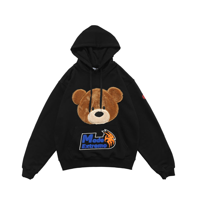 Kawaii Bear Hooded Sweatshirts Hoodies Men/women Harajuku Casual Patchwork Pullover Hoodie Hip Hop Cotton Tops