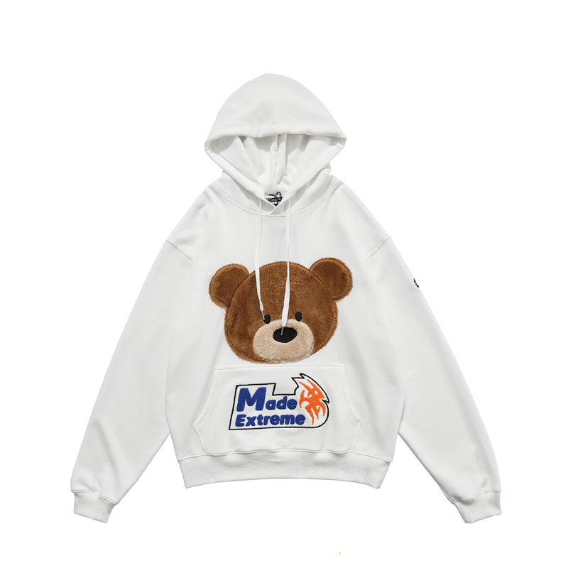 Kawaii Bear Hooded Sweatshirts Hoodies Men/women Harajuku Casual Patchwork Pullover Hoodie Hip Hop Cotton Tops