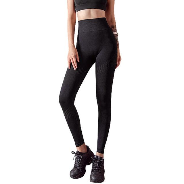 Striped Leggings Women High Waist Yoga Pants Fashion High Elastic Push Up Work Out Pants For Women Jogging Pants Hips Lifting